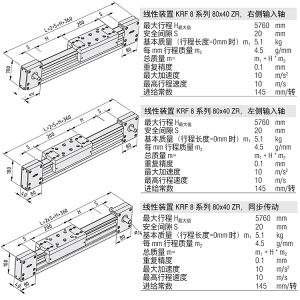 线性装置 KRF 8 系列 8040 ZR